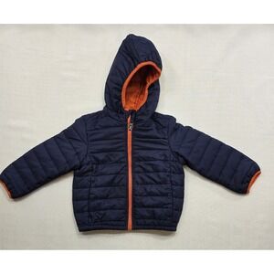 ZeroXposure Toddler Navy Blue &‎ Orange Inside Zip Up Hooded Coat. Size 2T